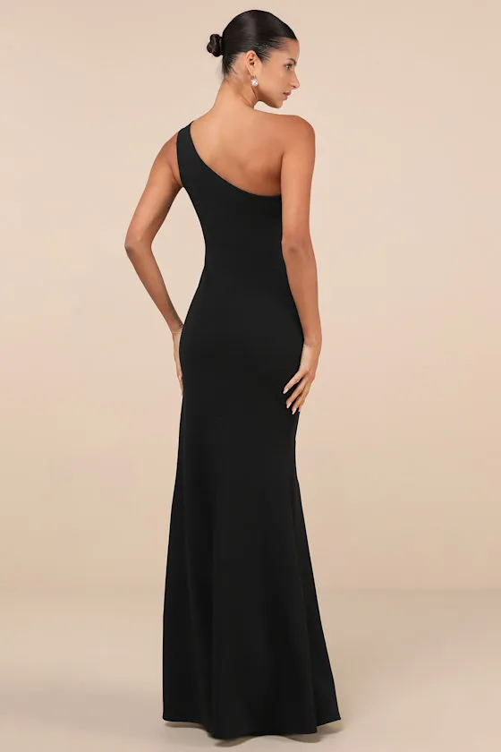 Mesmerizing Energy Black Cutout One-Shoulder Mermaid Maxi Dress sold by Lulus product image thumbnail 2