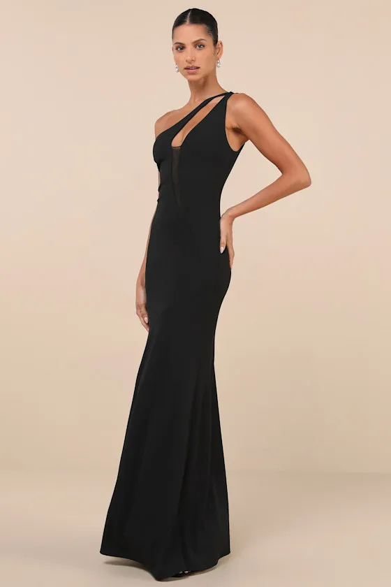 Mesmerizing Energy Black Cutout One-Shoulder Mermaid Maxi Dress sold by Lulus product image thumbnail 3