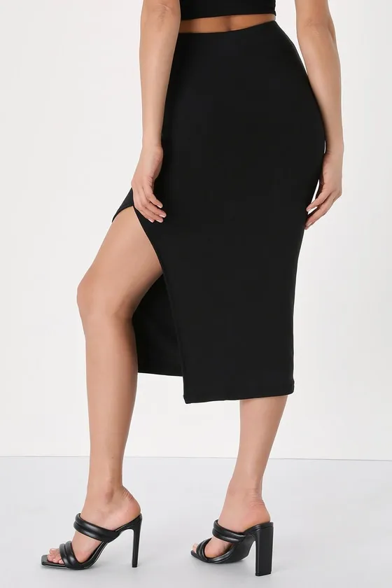 Favorite Style Black High-Waisted Bodycon Midi Skirt sold by Lulus product image thumbnail 3