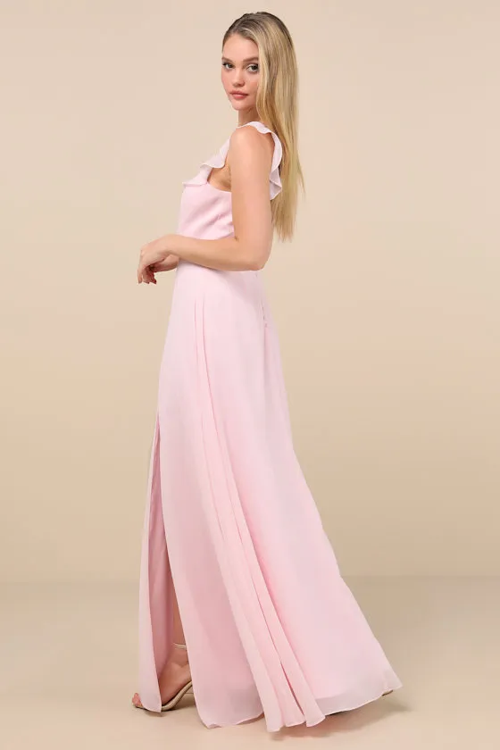 Dreamy Admiration Light Pink Green Ruffled Maxi Dress sold by Lulus product image thumbnail 2