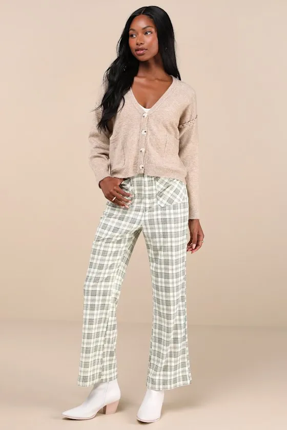 Cozy Venture Heathered Taupe Stitched Cardigan Sweater sold by Lulus product image thumbnail 3