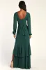 Tier Elegance Hunter Green Long Sleeve Tiered Maxi Dress sold by Lulus