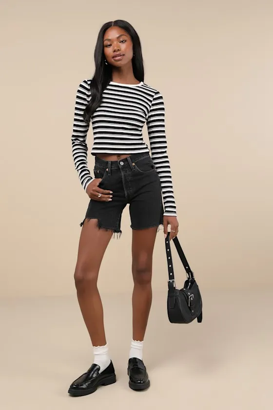 My Favorite Look Black and White Striped Long Sleeve Top sold by Lulus product image thumbnail 2