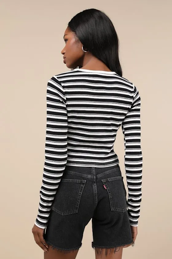 My Favorite Look Black and White Striped Long Sleeve Top sold by Lulus product image thumbnail 3