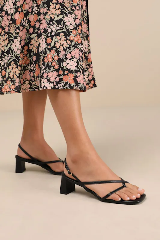 Kerrie Black Strappy Low Heel Sandals sold by Lulus