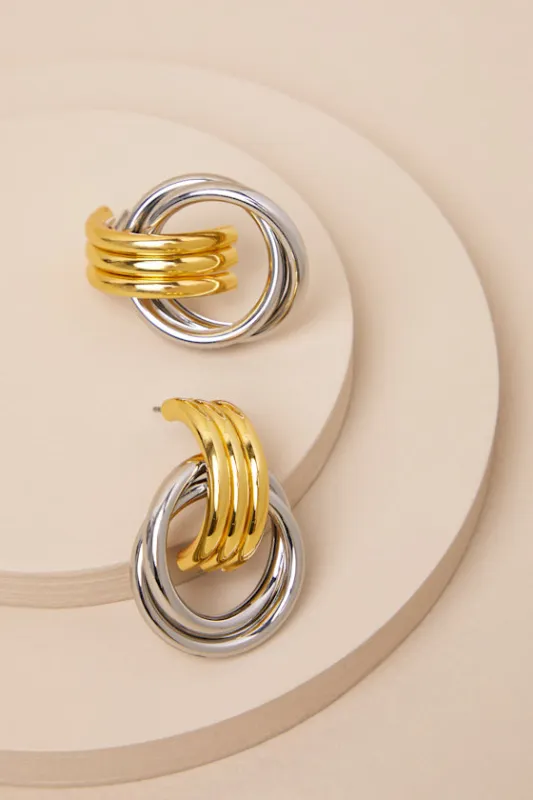 Cam Gold and Silver Doorknocker Earrings sold by Lulus
