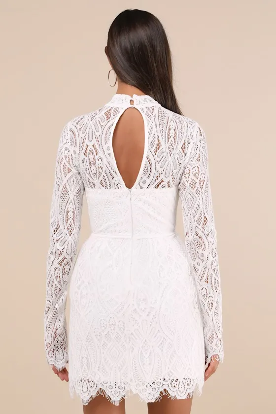 Gorgeous Attraction White Lace Structured Long Sleeve Mini Dress sold by Lulus product image thumbnail 2
