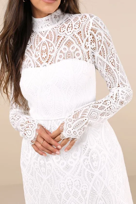 Gorgeous Attraction White Lace Structured Long Sleeve Mini Dress sold by Lulus product image thumbnail 4