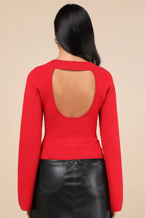 Modern Detail Red Cutout Bell Sleeve Sweater Top sold by Lulus product image thumbnail 2