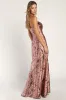 Gowning Around Mauve Floral Jacquard Strapless Maxi Dress sold by Lulus