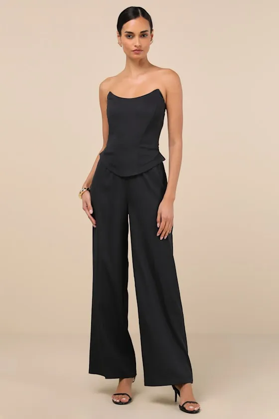Polished Charisma Black Strapless Jumpsuit sold by Lulus