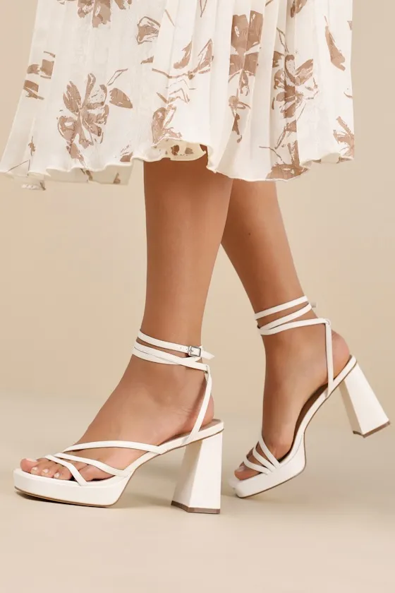 Antonnia White Strappy High Heel Ankle Wrap Sandals sold by Lulus