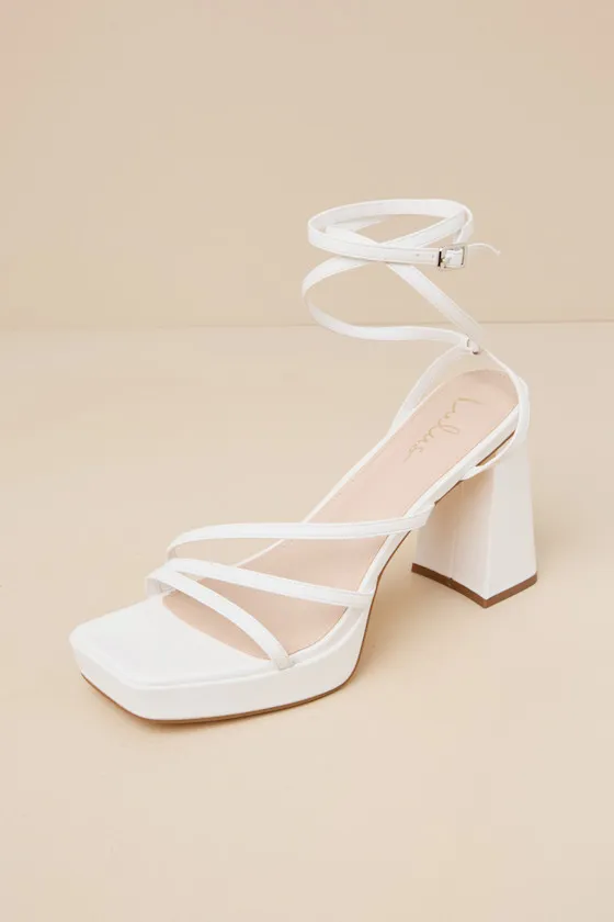 Antonnia White Strappy High Heel Ankle Wrap Sandals sold by Lulus product image thumbnail 3