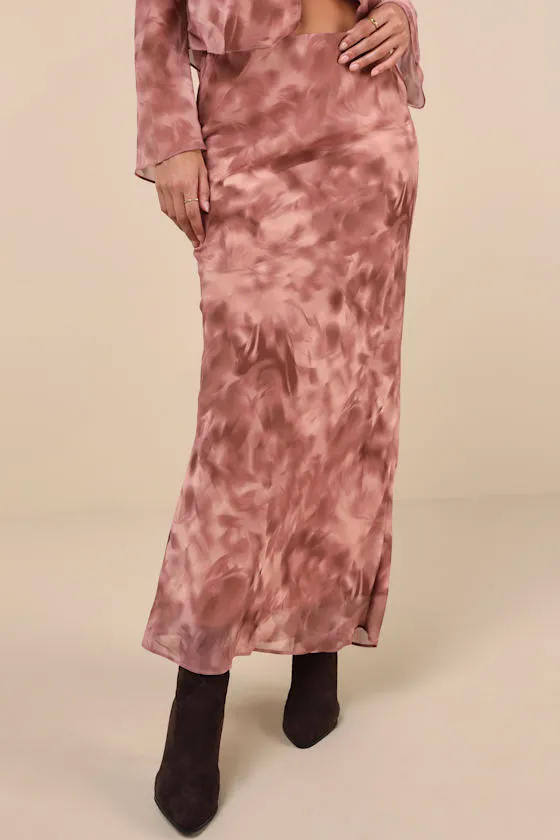 Ethereal Aesthetic Mauve Abstract High-Rise Maxi Skirt sold by Lulus product image thumbnail 2