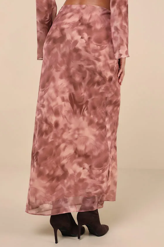 Ethereal Aesthetic Mauve Abstract High-Rise Maxi Skirt sold by Lulus product image thumbnail 3