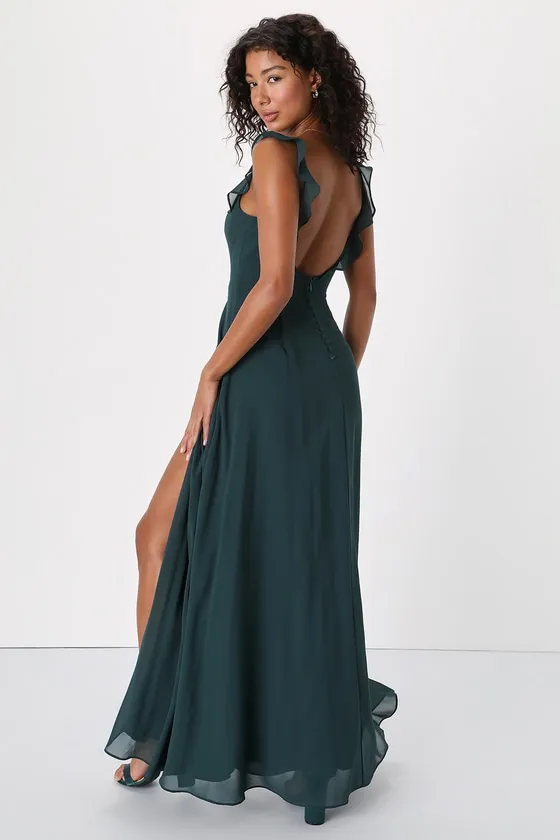 Dreamy Admiration Emerald Green Ruffled Maxi Dress sold by Lulus product image thumbnail 2