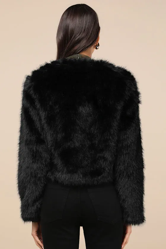 Leeny Black Faux Fur Jacket sold by Lulus product image thumbnail 3