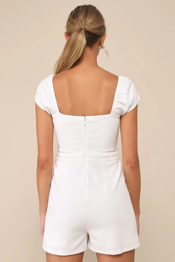 Remarkably Perfect White Short Sleeve Skort Romper sold by Lulus product image thumbnail 3