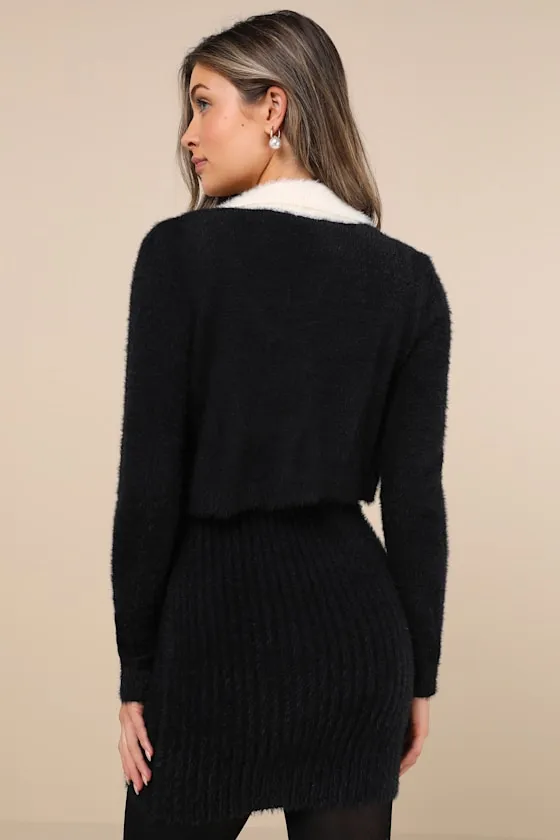 Splendid Duo Black Eyelash Knit Two-Piece Dress & Cardigan Set sold by Lulus product image thumbnail 2