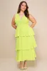 Celebration Time Lime Green Sleeveless Tiered Midi Dress sold by Lulus