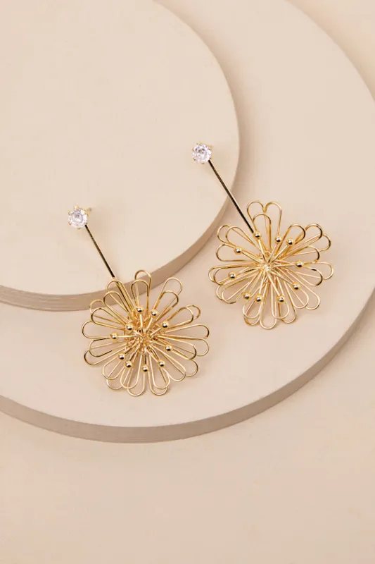 Byrony Gold Flower Drop Earrings made by Lulus