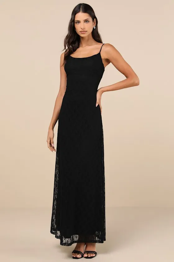 Flawless Choice Black Lace Sleeveless Maxi Dress sold by Lulus product image thumbnail 2