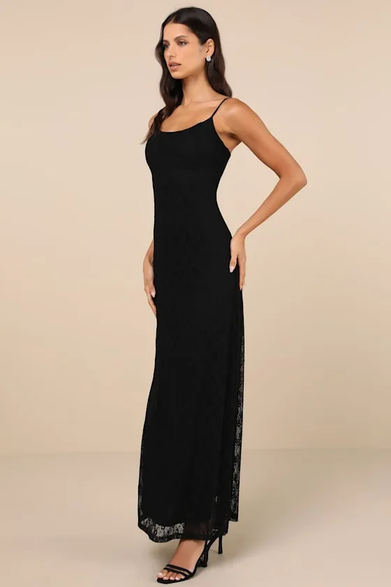 Flawless Choice Black Lace Sleeveless Maxi Dress sold by Lulus product image thumbnail 3