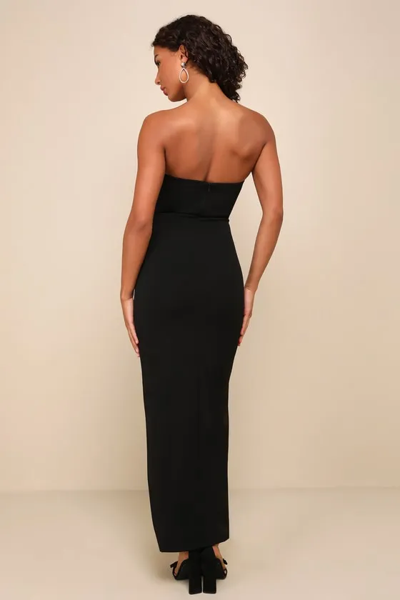After Hours Black Strapless Ruffled Maxi Dress sold by Lulus product image thumbnail 2