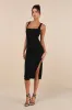 Vibrant Allure Black Square Neck Sleeveless Bodycon Midi Dress sold by Lulus