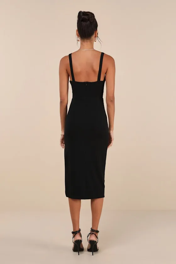 Vibrant Allure Black Square Neck Sleeveless Bodycon Midi Dress sold by Lulus product image thumbnail 3