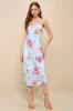 Sophisticated Design Light Blue Floral Strapless Midi Dress sold by Lulus