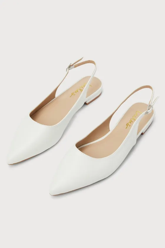 Kayaa White Pointed-Toe Slingback Flats sold by Lulus product image thumbnail 2