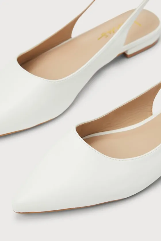 Kayaa White Pointed-Toe Slingback Flats sold by Lulus product image thumbnail 3