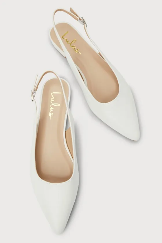 Kayaa White Pointed-Toe Slingback Flats sold by Lulus product image thumbnail 4