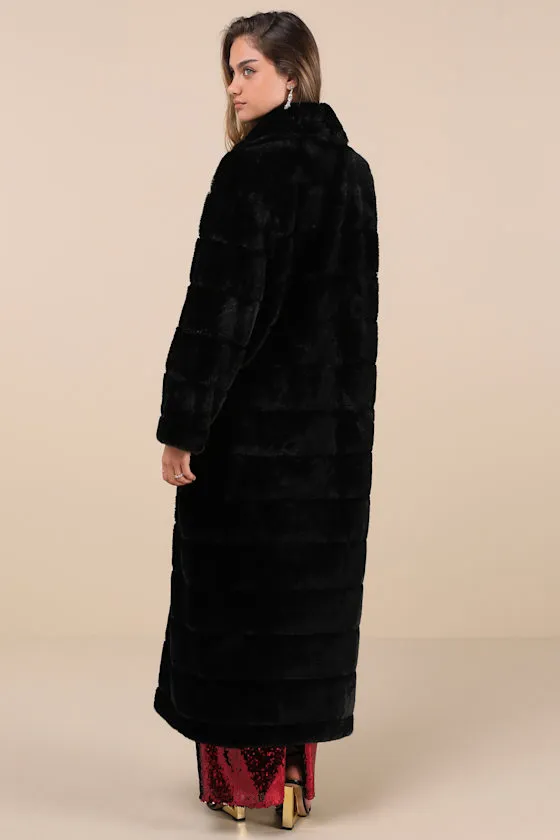 Fantastically Cozy Black Quilted Faux Fur Long Coat sold by Lulus product image thumbnail 3