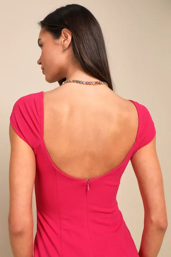 Ready to Flaunt It Hot Pink Cap Sleeve Mini Bodycon Dress sold by Lulus product image thumbnail 4