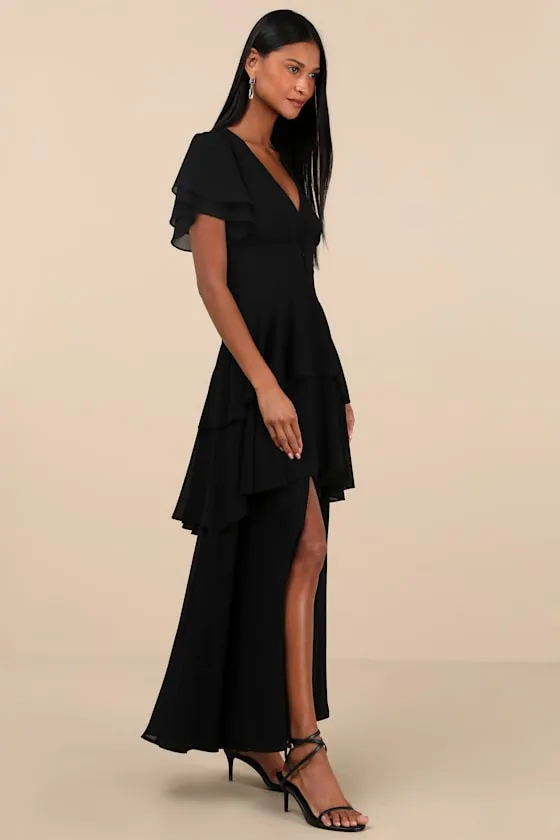 Midnight Mood Black Tiered Maxi Dress sold by Lulus product image thumbnail 4