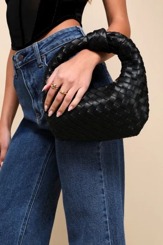 Mejia Black Woven Knotted Handbag sold by Lulus