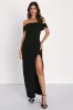 Enchanting Romantic Black Off-the-Shoulder Maxi Dress sold by Lulus