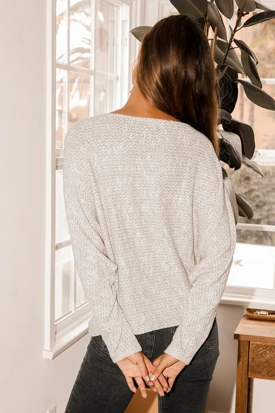 Perfect Mix Heather Beige Dolman Sleeve Sweater Top sold by Lulus product image thumbnail 3