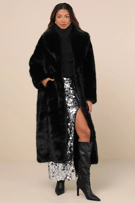Avid Trendsetter Black Faux Fur Longline Coat sold by Lulus product image thumbnail 2