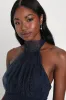 Sweet Magic Navy Blue Glitter Tiered Tulle Halter Mini Dress sold by Lulus