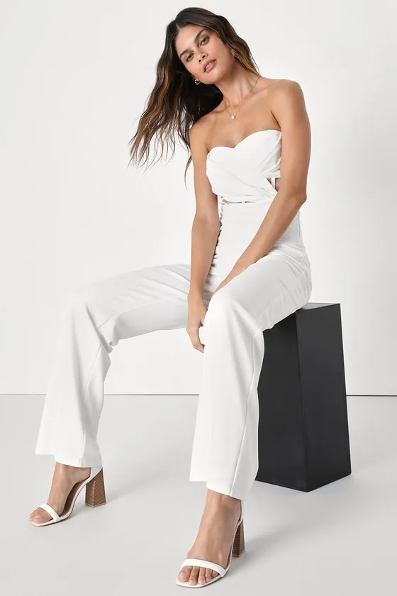 Surely Stunning Ivory Strapless Bustier Jumpsuit sold by Lulus product image thumbnail 2