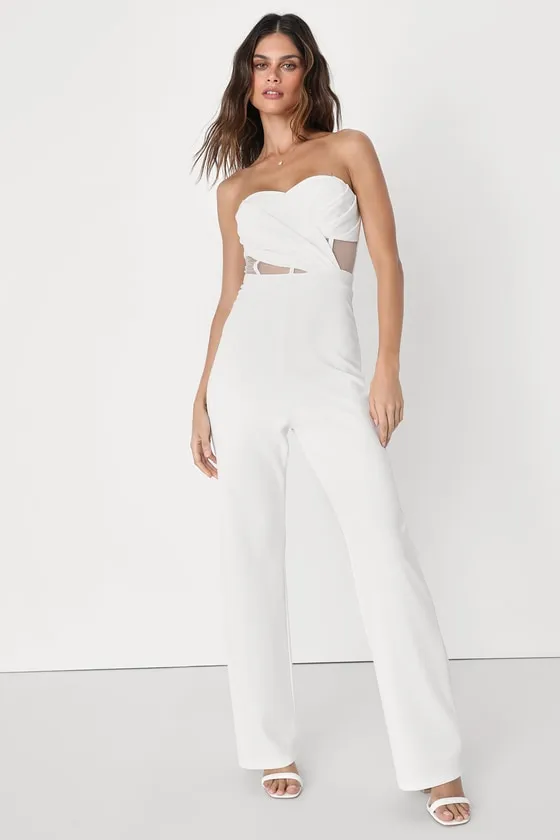 Surely Stunning Ivory Strapless Bustier Jumpsuit sold by Lulus product image thumbnail 3