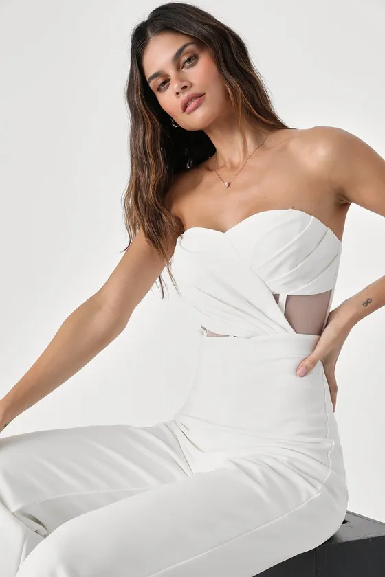 Surely Stunning Ivory Strapless Bustier Jumpsuit sold by Lulus product image thumbnail 4