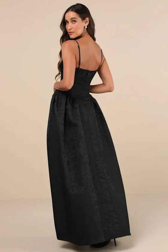 Gorgeous Extravagance Black Floral Jacquard Maxi Dress sold by Lulus product image thumbnail 2