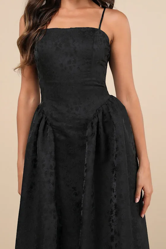 Gorgeous Extravagance Black Floral Jacquard Maxi Dress sold by Lulus product image thumbnail 3