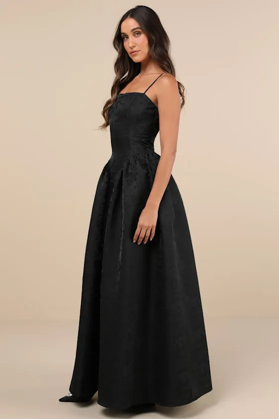 Gorgeous Extravagance Black Floral Jacquard Maxi Dress sold by Lulus product image thumbnail 4