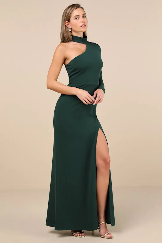 Keep It Interesting Emerald Cutout One-Shoulder Maxi Dress sold by Lulus product image thumbnail 3