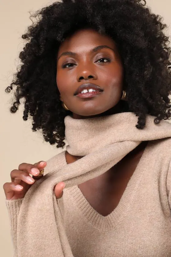 Essential Coziness Heather Beige Sweater Dress and Scarf Set sold by Lulus product image thumbnail 4